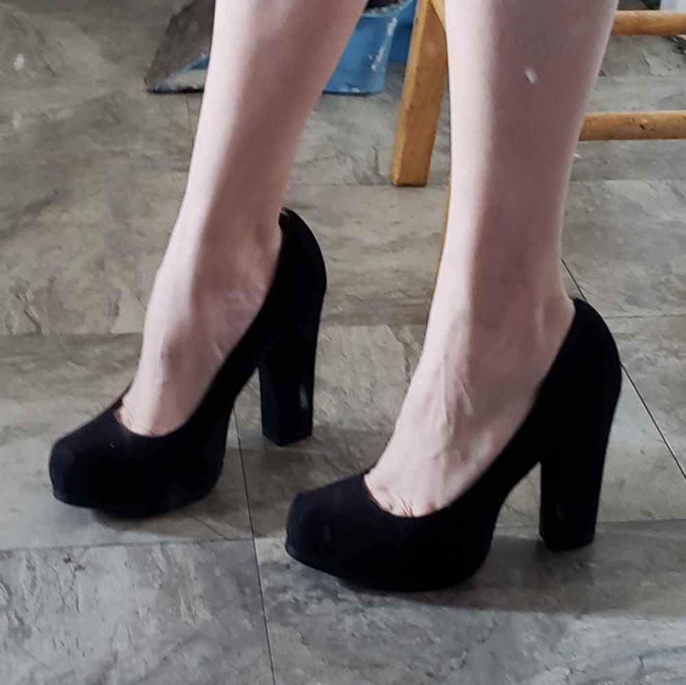 Thick black heels
